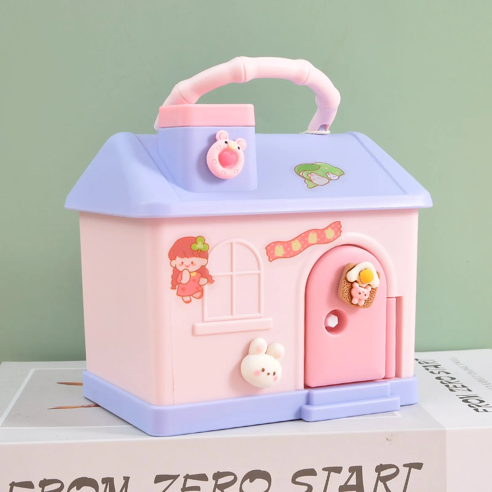 House shaped money bank with lock for kids.