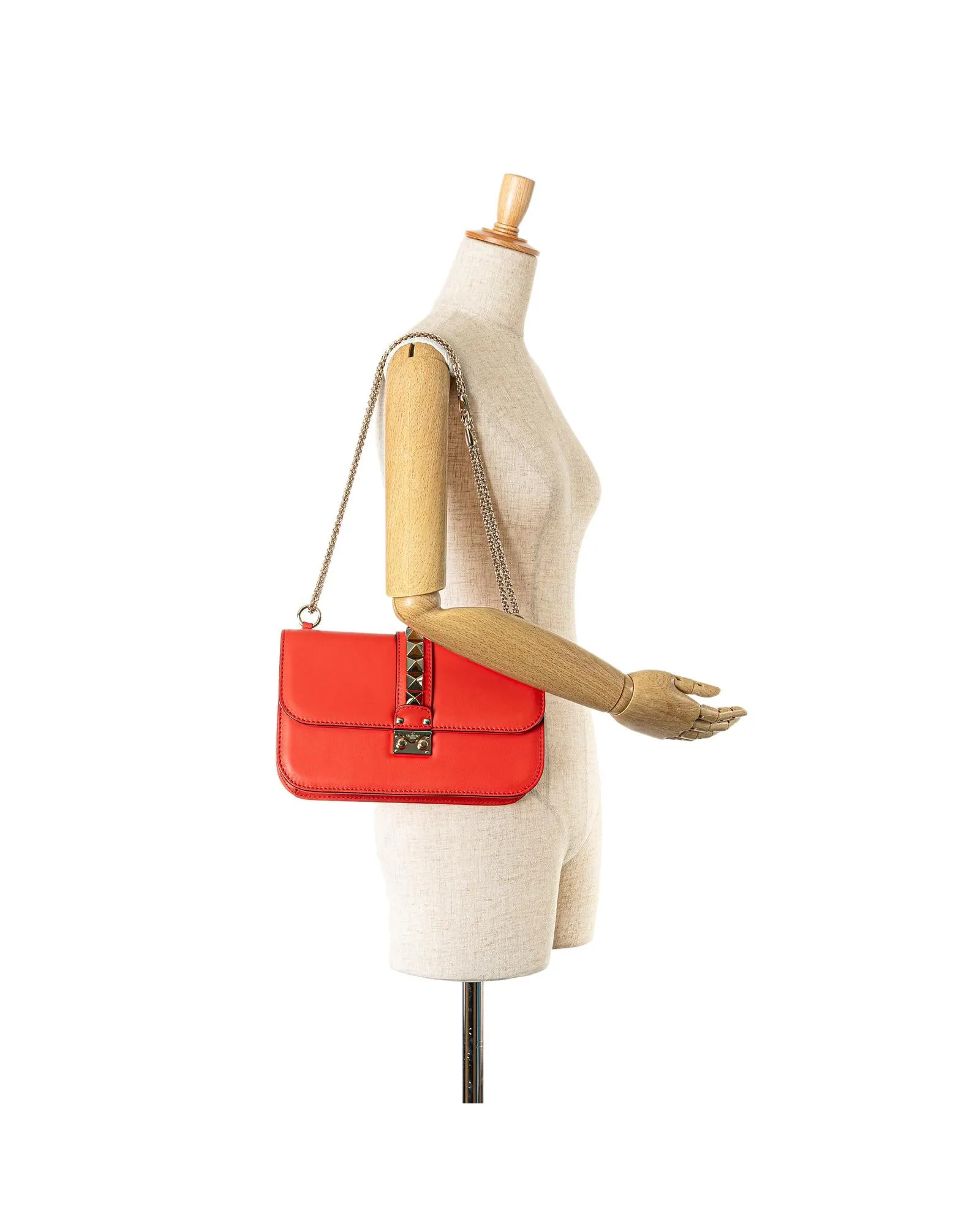 Medium Studded Leather Crossbody Bag with Chain Strap